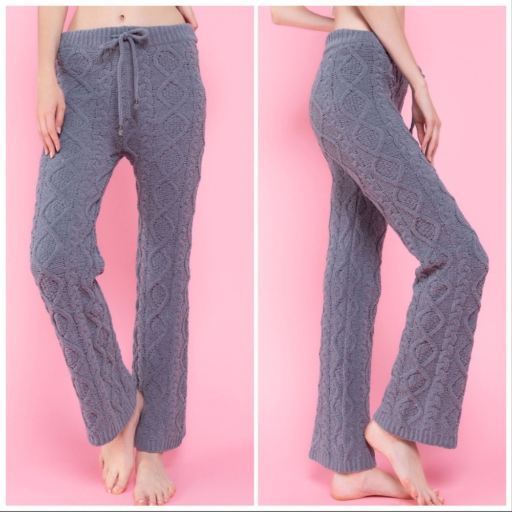Luxury Chenille Cable Knit Lounge Pants - Picture 2 of 10
